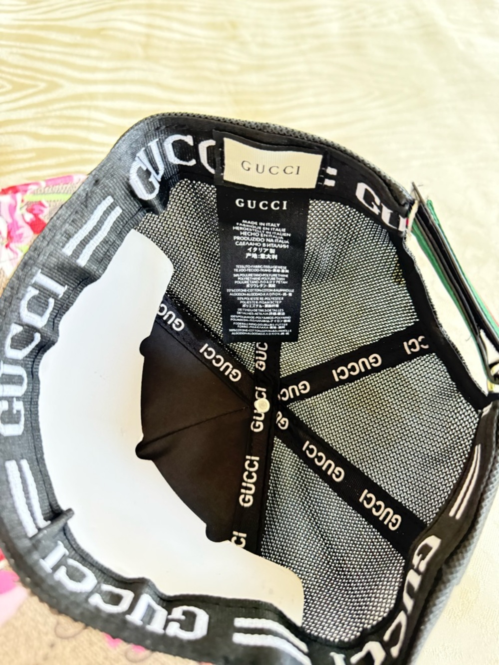 Gucci Floral GG Canvas Baseball Cap - Pink, Green & Coral - Picture 7 of 7
